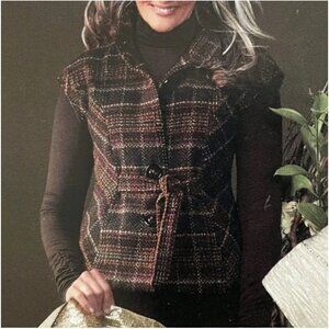 Cabi Wool Blend Tweed Boucle Vest Cinch it Up Vest Style Size Small